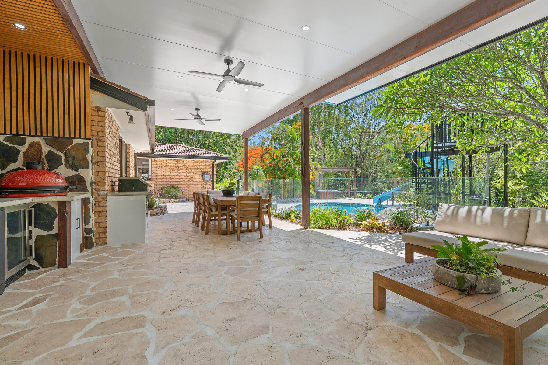 Stunning outdoor pavilion with pool