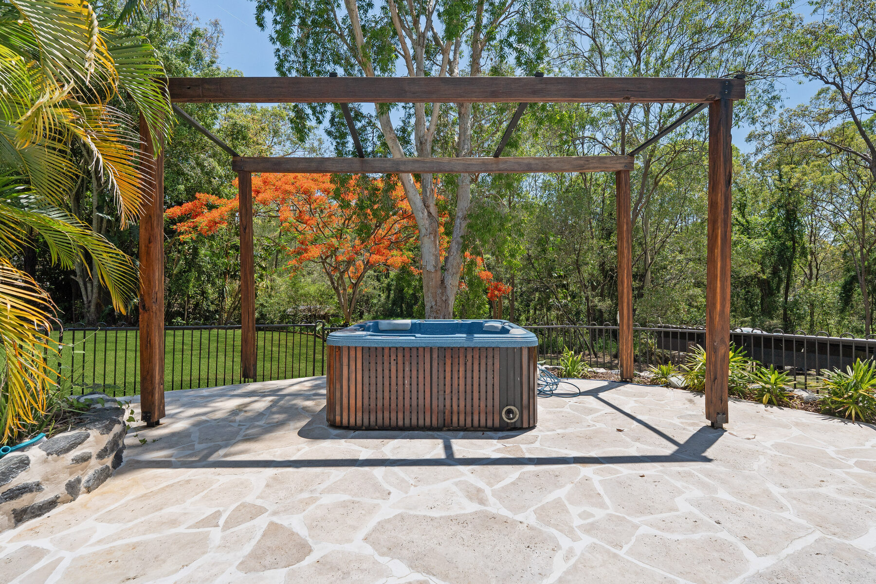 Custom timber pergola and spa